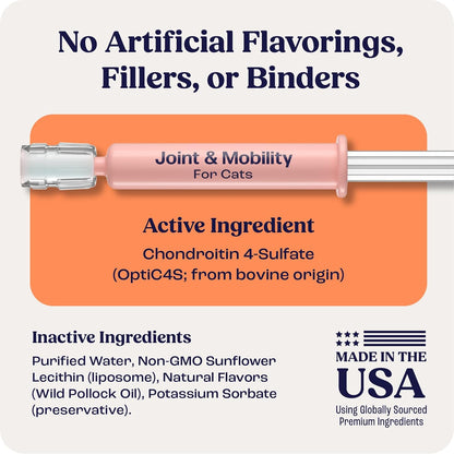 Summit Feline Pain Relief Supplement Inflammation Hip & Joint Support Vitamin for Cats - Natural Chrondroitin with Liposomal Delivery for Arthritis - Drug Free - All Ages