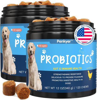 Probiotics for Dogs, Dog Probiotics for Yeast, Itchy Skin and Itchy Ears, Digestive Enzymes with Prebiotics for Digestive Health, Probiotic Chews for Dogs Support Immunity Health - (Chicken 240 Ct)