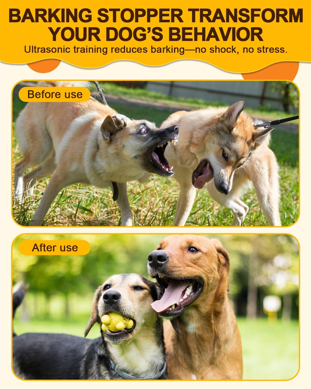 Anti Barking Device for Dogs, Rechargeable Ultrasonic Bark Box with 3 Adjustable Modes, Safe 35FT Dog Bark Deterrent Device & Dog Barking Silencer for Indoor and Outdoor Use (Gray)