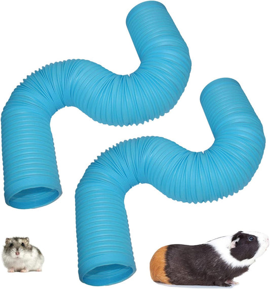 PINVNBY Hamster Fun Tunnels Pet Mouse Plastic Tube Toys Small Animal Foldable Exercising Training Hideout Tunnels for Guinea Pigs,Gerbils,Rats,Mice,Ferrets and Other Small Animals(2 PCS Blue)
