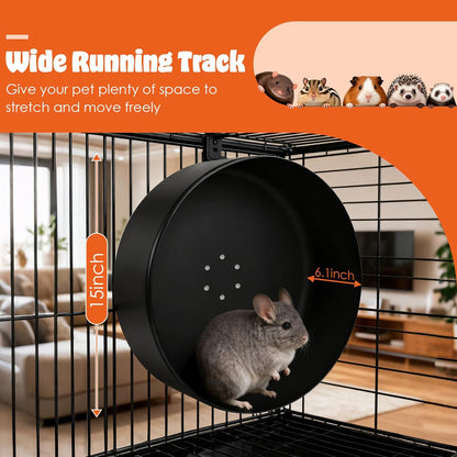Enhanced 15" Aluminum Alloy Exercise Wheel for Chinchillas, Ultra-Quiet Noiseless Running Wheel with Wide Track for Hamsters, Hedgehogs, Squirrels and Other Small Pets, Durable Easy-Clean Design