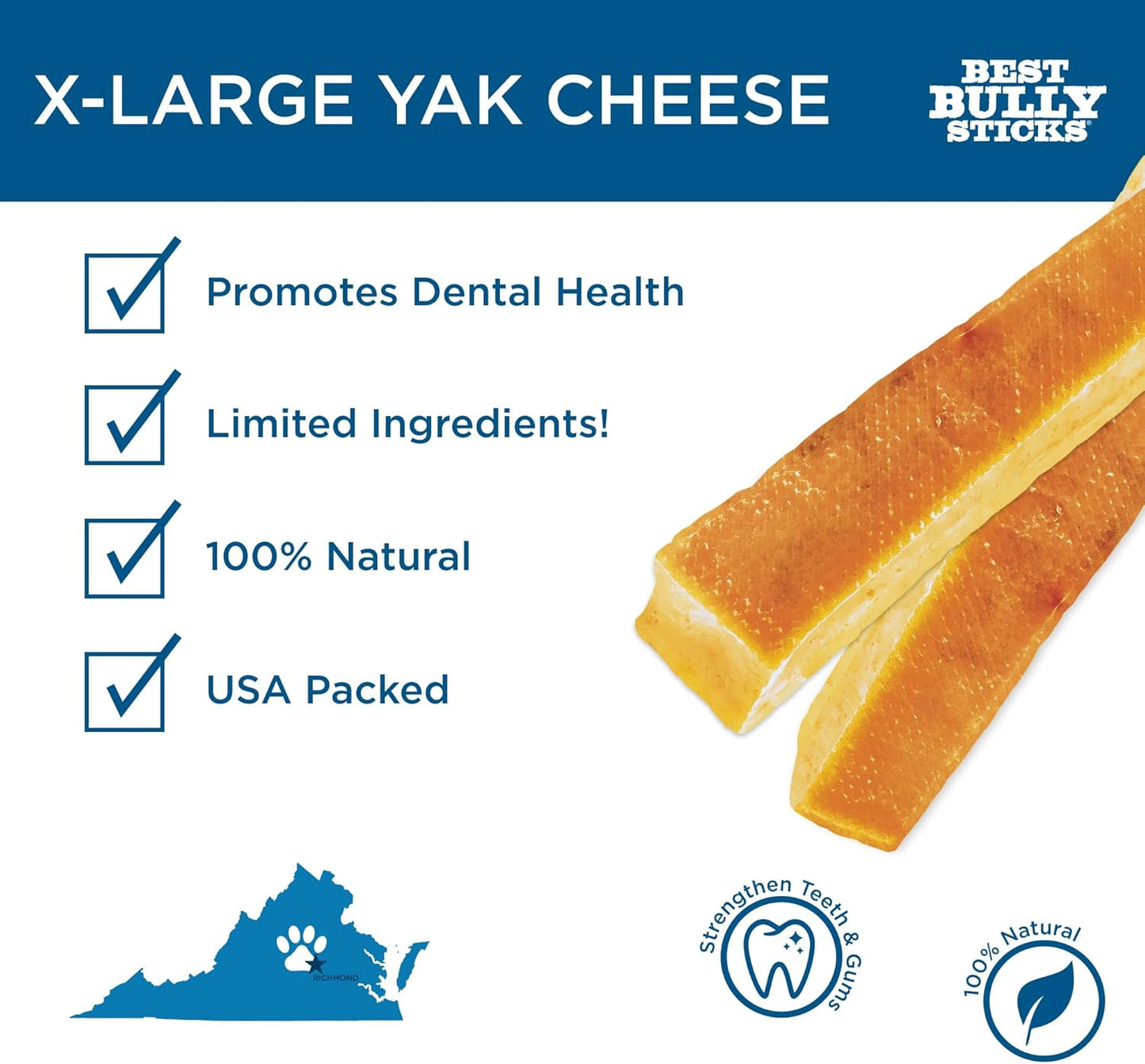 Best Bully Sticks Himalayan Yak Cheese for Dogs - X-Large 4 Count (Pack of 1) - Natural, No Lactose, Odor Free, Long-Lasting Snack