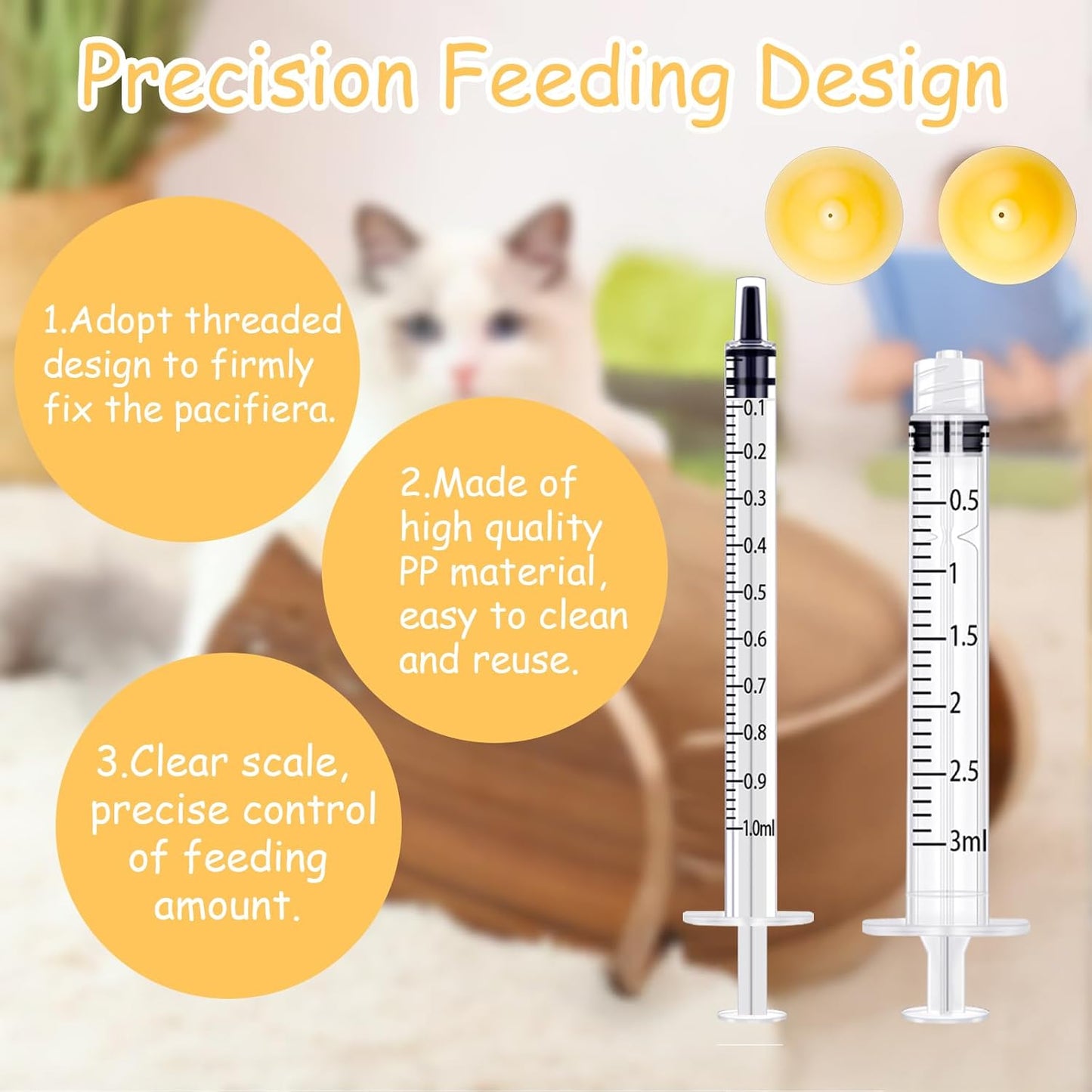 10 Packs Pet Silicone Nursing Nipple for Replaceable teats Mini and Syringes, Puppies,Silicone Kitten Pacifier,Kitten Feeding Syringe,Kitten Supplies,(Mini+Original)