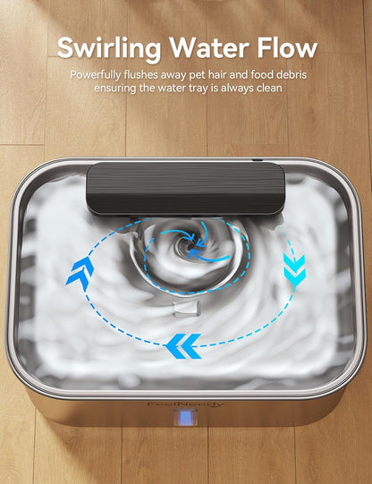 3.2Gal/12L Dog Water Fountain for Large Dogs, Ultra-Quiet Stainless Steel Dog Water Bowl Dispenser with Swirling Water Flow, Pet Water Fountain with Visual Water Level for Large Dogs Cats & Multi-Pet