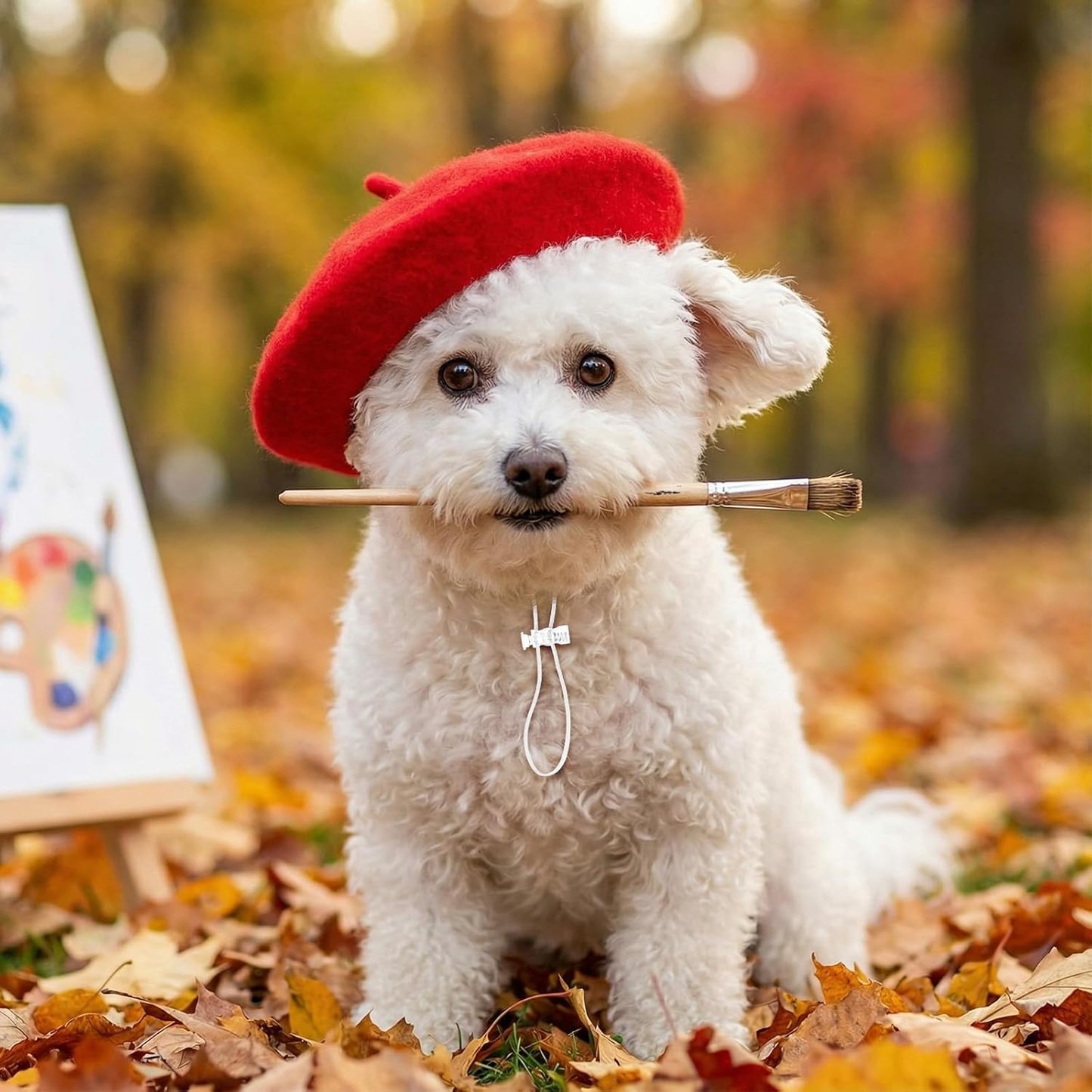 1Pcs Dog Beret for Small Dogs Cat, French Artist Dog Hats Cute Felt Cats Hat for Small Dogs Cat Halloween Christmas Hair Accessory Photo Props(Red)