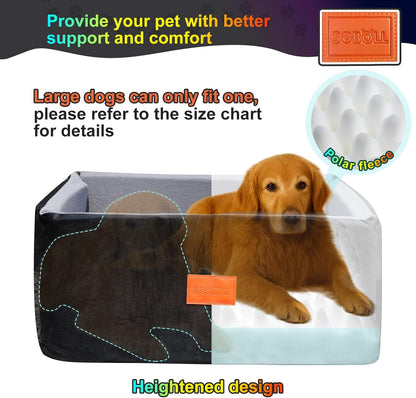 Dog Car Seat - Small Dogs Waterproof Booster Clip-on Harness and Thick Memory Foam Padding Pet Travel Bed Small Dog Car Seat Cover (Black, Large)