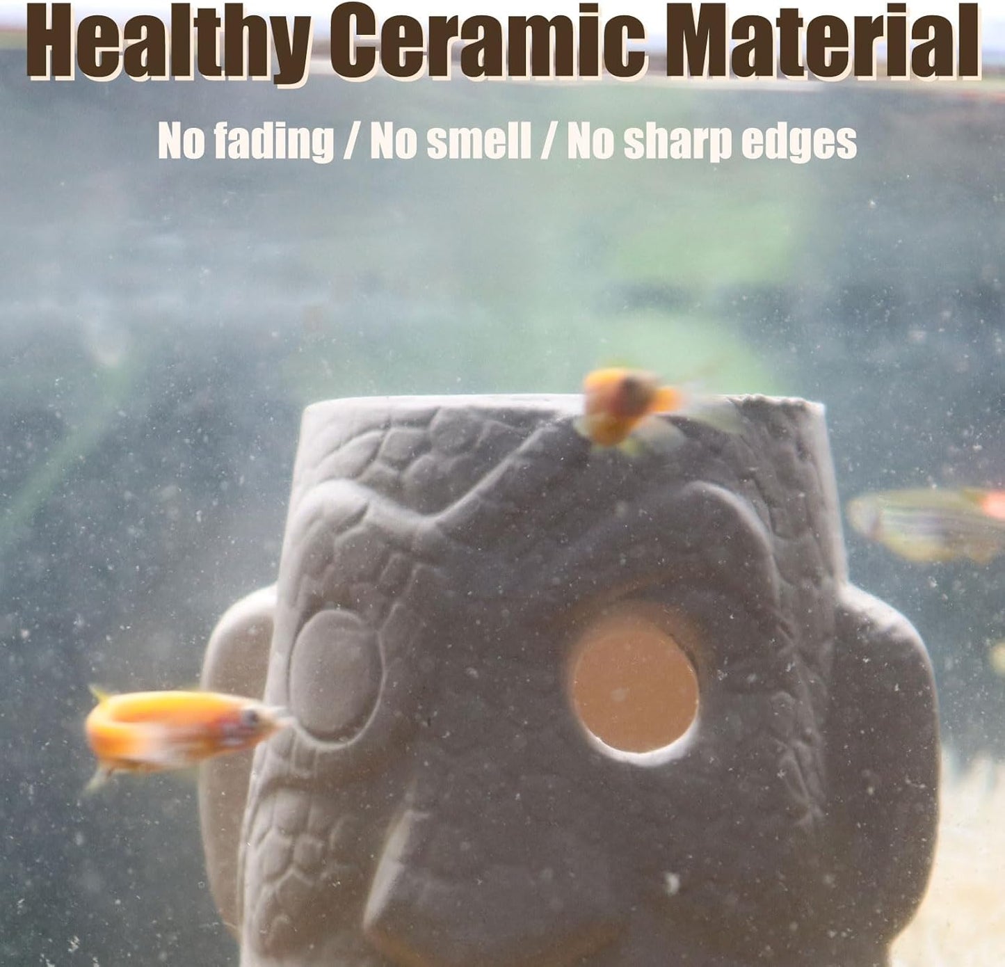 WishLotus Aquarium Cave Ornament, Silence Mask Fish Tank Decorations Hideout Ceramics Aquarium Caves and Hides for Fish Small Playing Breeding and Hiding (B)