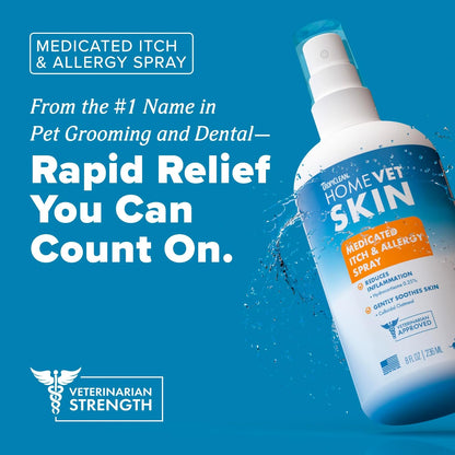 TropiClean HomeVet Allergy & Itch Spray, Dog Allergy Relief & Hot Spot Treatment for Dogs & Cats, Vet Recommended Itching Skin Relief, USA Made, 8 oz