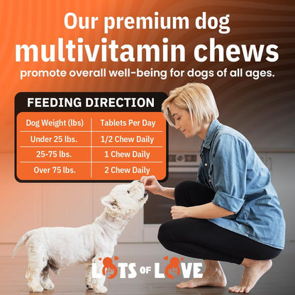Dog Multivitamin Chewable - LotsOfLove Daily Multi Dog Chews (60 Count) - Dog Multi Vitamin & Supplement Chews for Small, Medium & Large Dogs