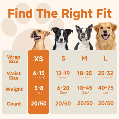 Male Dog Diapers Bundle with Male Dog Wraps, XS, 40 Counts