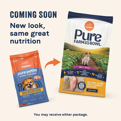 Canidae Pure Petite Premium Freeze-Dried Raw Coated Dog Food for Small Breeds, Real Chicken Recipe, 4 lbs, Grain Free