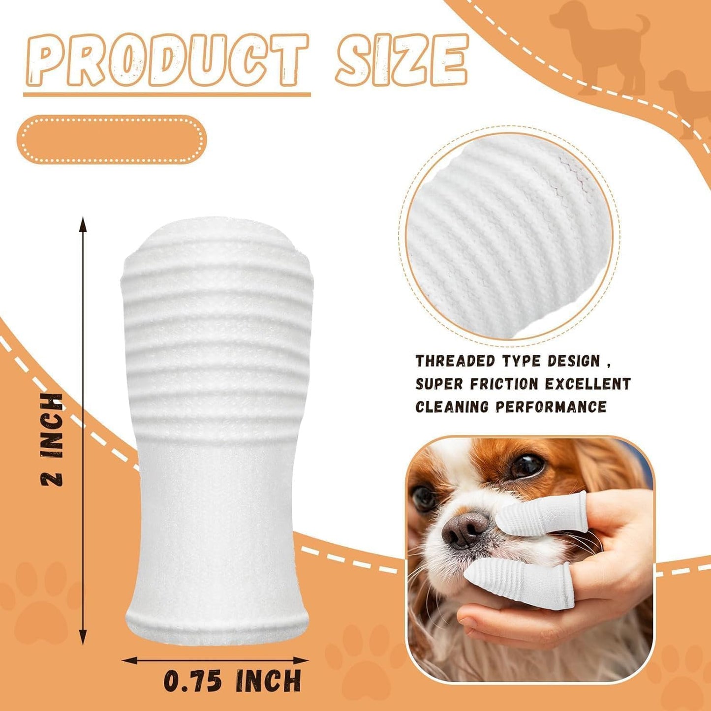 Dual Sided Cat Toothbrush Dog Toothbrush Finger Brush Micro Head, Suitable for Small to Large Dogs & Cats (White, Small)