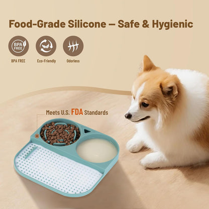 Slow Feeder Snack Bowl & Lick Mat for Dogs & Cats – Non-Slip, Food-Grade Silicone Treat Bowl Combo for Small Breeds – Perfect for Treats, Snacks & Portion Control, Includes Scraper & Brush