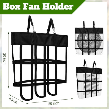 Tessco 1 Pcs Box Fan Holder Horse Stall Classic Fan Bag Hanging Web Holder Nylon Box Hay Bag (Black)