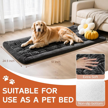 Backseat Pet Bed Mat, Dog Bed for Cars, Fit for Backseat Extenders, Car Seat Protector, Nonslip Soft Durable for Cars (Dark Gray, 24.5" x 51")