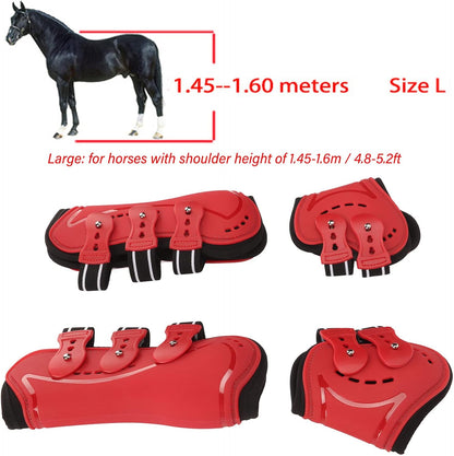 Fetlock Horse Boots, Lightweight Breathable Horse Hind Leg Boots, Jacquard Elastic Band with Anti Slip Technology, Wearproof Fetlock Boots for Show Jumping and Training, Red