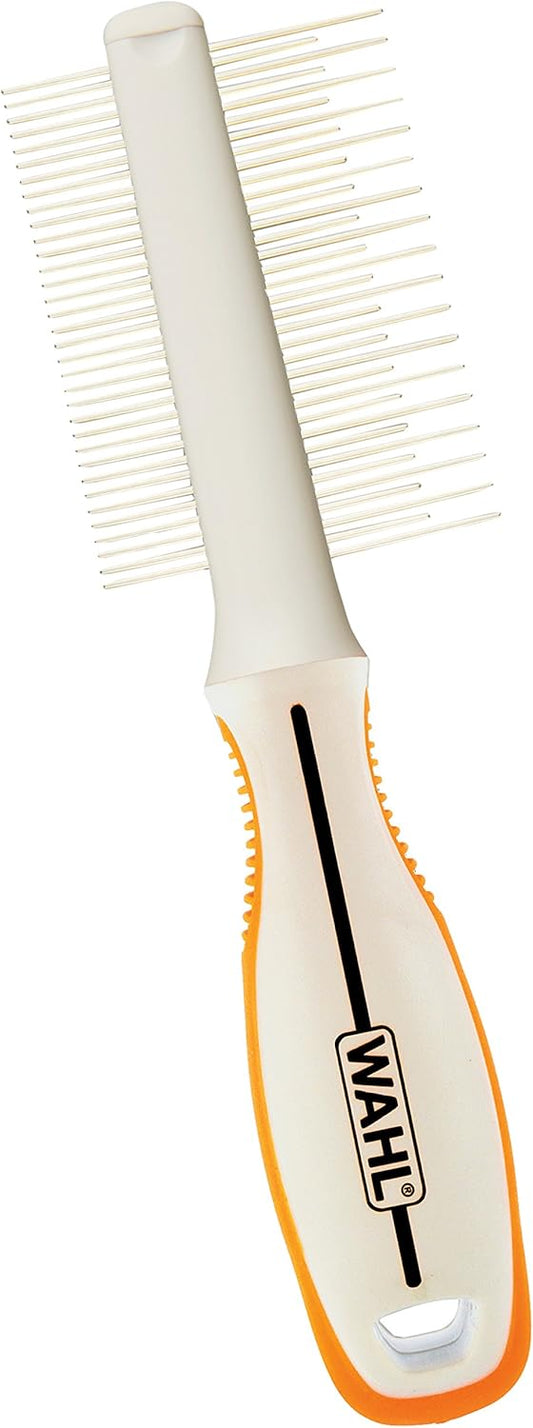 Wahl Premium Flea, Hair Pick, & Finishing Comb with Ergonomic Grips for Dog Grooming, Brushing, Detangling, and Flea Removal – Model 858503