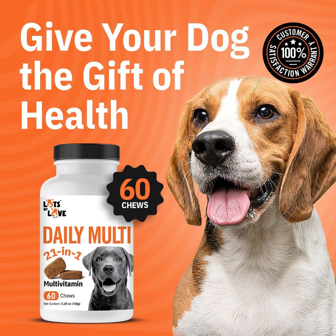 Dog Multivitamin Chewable - LotsOfLove Daily Multi Dog Chews (60 Count) - Dog Multi Vitamin & Supplement Chews for Small, Medium & Large Dogs