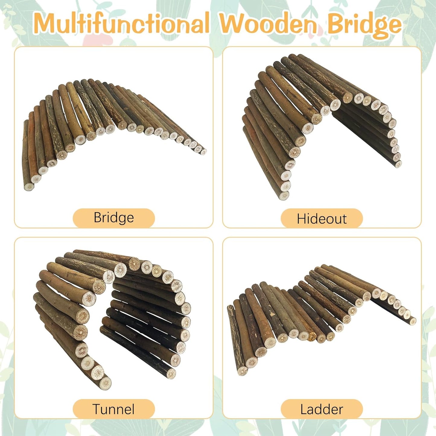 BNOSDM Bearded Dragan Tank Accessaries Reptile Bridge Hammock Flexible Wood Hideout 3PCS Reptile Habitat Accessory Set for Lizard Turtle Hermit Crabs Ball Python Gecko