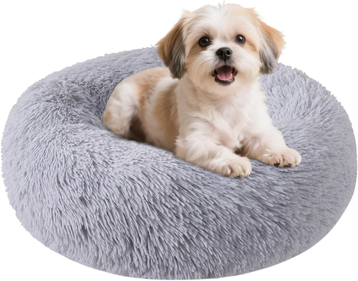 Dog Bed for Small Medium Large Dogs Cats, 20 inch Calming Washable-Round Cozy Soft Pet Bed for Puppy and Kitten with Slip-Resistant Bottom