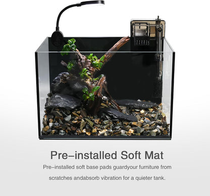 Nano Nature Aquarium Kit,Clear Glass Desktop Fish Tank with with Waterfall Filter and Light for Beginners and Children to Keep Betta Fish, Goldfish, Shrimp, and Aquatic Plants (Black, 2.8 Gallon)