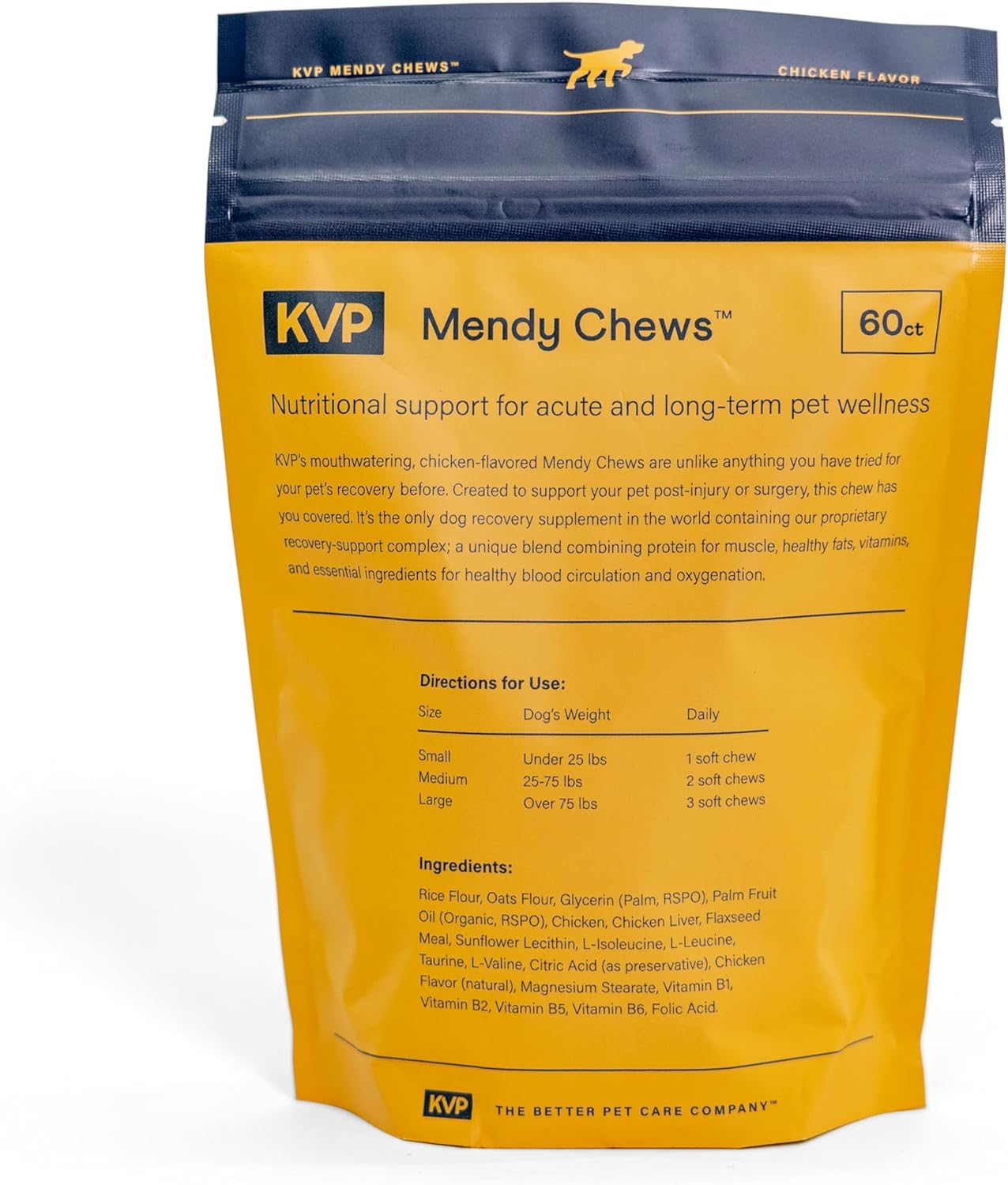 KVP Mendy Chews Multivitamin Treats for Dogs - Joint Support + Muscle Recovery - Recovery and Wellness Chew - Chicken Flavor - 60 Count