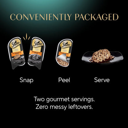 Sheba Perfect Portions Wet Cat Food Cuts in Gravy Variety Pack, Roasted Chicken Entree and Tender Turkey Entree, 2.6 oz. Twin-Pack Trays (12 Count, 24 Servings)