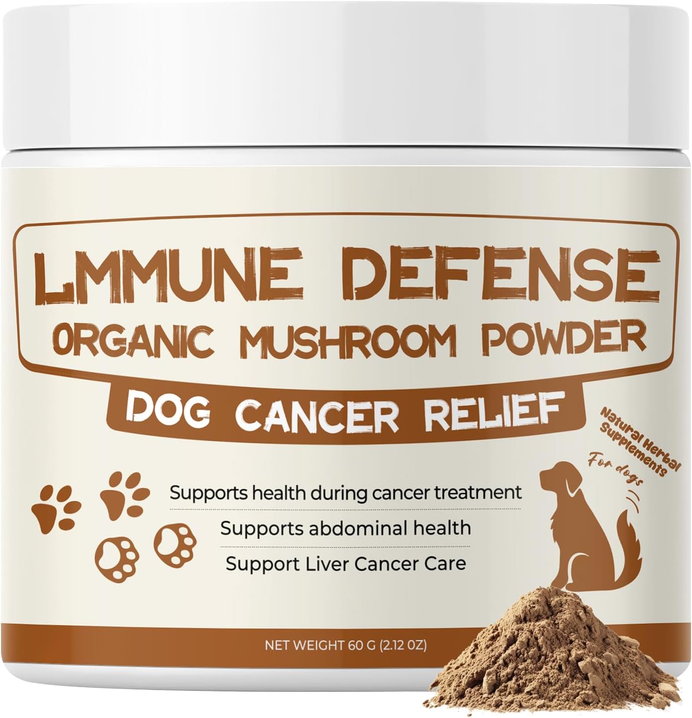 Dog Cancer Supplements, Dog Critical Guard, Defense Immune Support, Mushroom Supplement with Turkey Tail, Reishi, Lion’s Mane & Cordyceps, Immune Support Powder for Wellness & Vitality, Natural Herbal