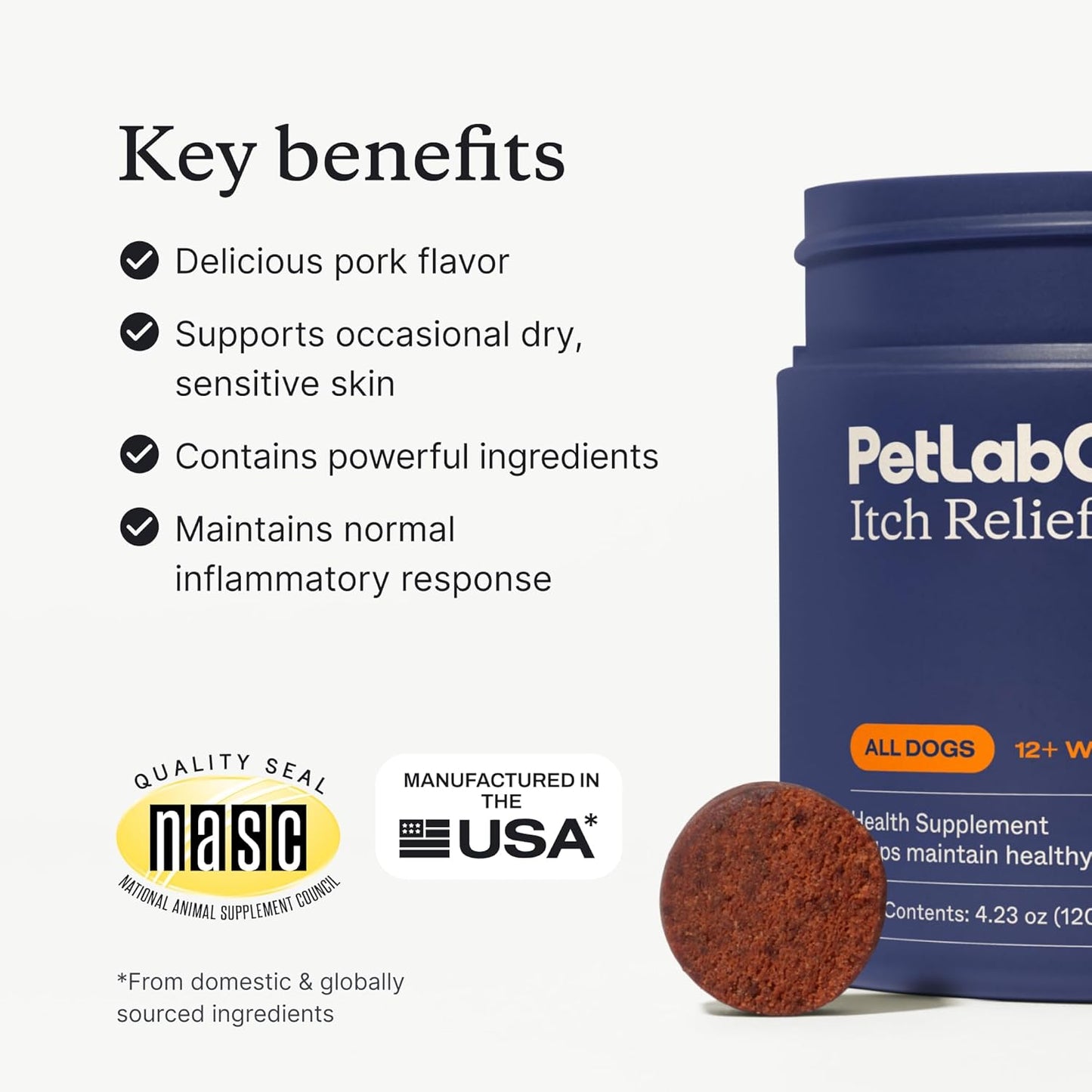 PetLab Co. Itch Relief Chew Pro – Itch Relief Chews for Dogs – Omega 3 for Dogs Itch Supplement - Packed with Beneficial Fatty Acids for Healthy Skin – Seasonal Allergies Support - Packaging May Vary