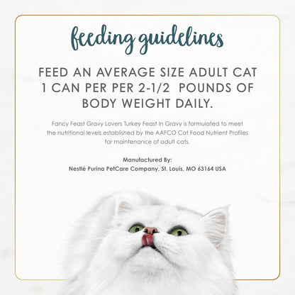 Purina Fancy Feast Gravy Lovers Turkey Feast Grilled Gourmet Cat Food in Wet Cat Food Gravy - (Pack of 24) 3 oz. Cans