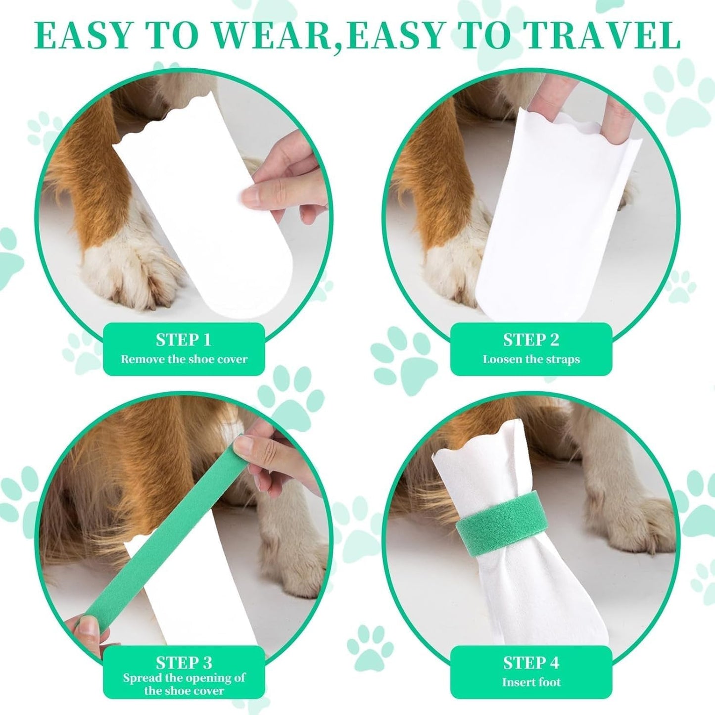 40 Disposable Dog Paw Protectors Adjustable Velcro Socks for Small Medium Large Dogs Indoor Outdoor Walking Footmuffs (S (5-16 lb) 40)