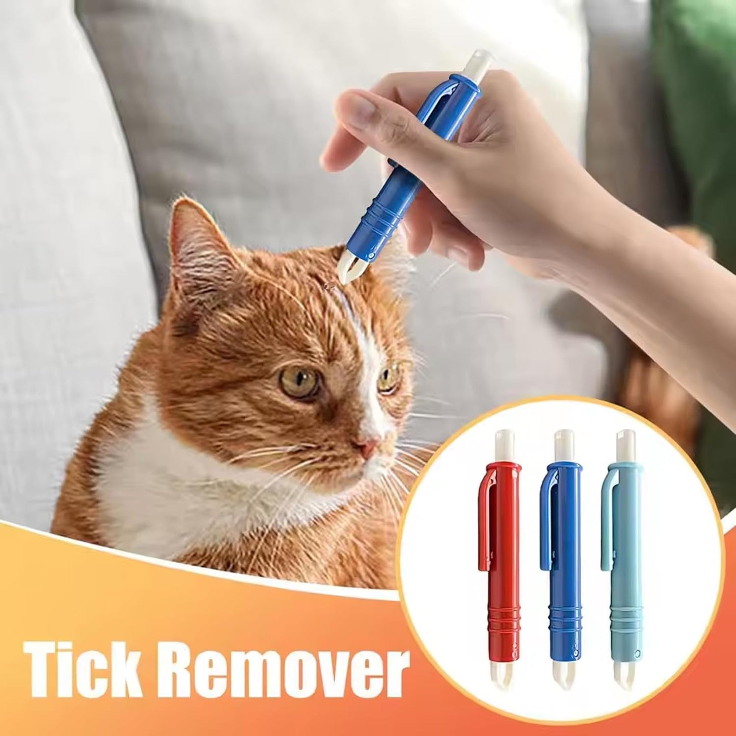 Tick Remover Tool Pen 3Pcs/Set Portable Lightweight PP Handheld Tick Tweezers Catching Pen for Dogs and Cats