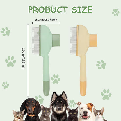 2PCS Self Cleaning Pet Flea Comb Grooming Brush, Fine Tooth Cat Knot Removal Comb for Indoor Cats