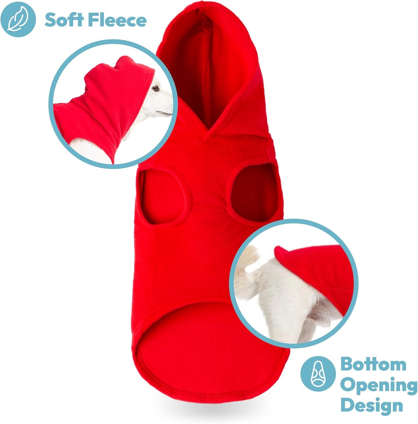 Gooby Fleece Vest Hoodie Dog Sweater - Black, Medium - Warm Pullover Dog Hoodie with O-Ring Leash for Small to Medium Dogs