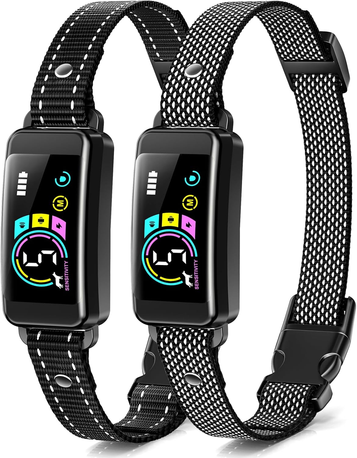 Bark Collar, 2 Pack Smart Dog Bark Collar for Large Medium Small Dogs, Anti Barking Device for Dogs Training Collar with Beep Vibration Harmless Shock, 5 Adjustable Sensitivity (Black)