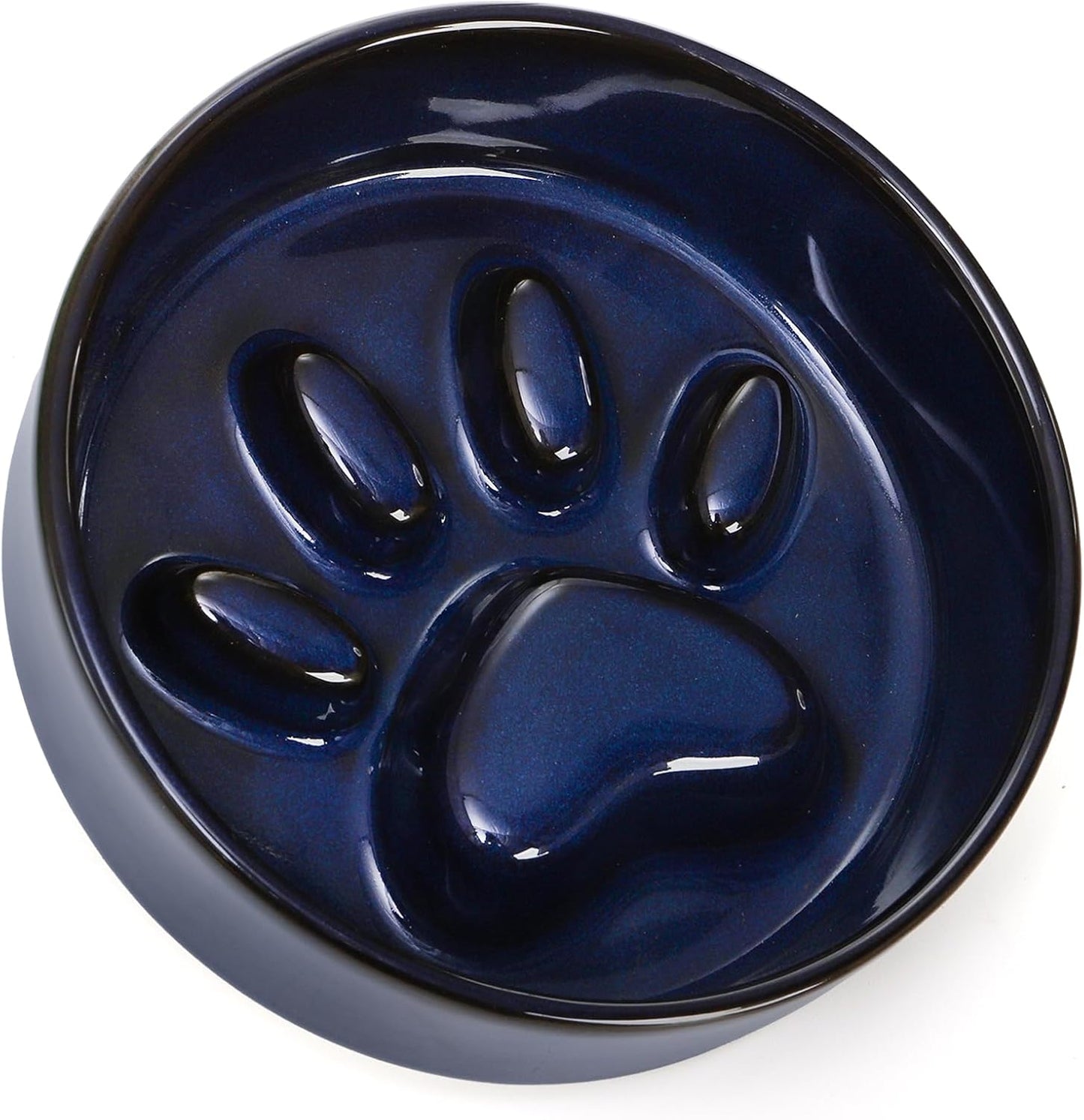 SOUJOY Ceramic Dog Cat Bowls Set with Stand, Non-Slip Elevated Small Dog Bowls, 2 Cups Slow Feeder Bowl Set, Dual Food and Water Bowls for Small Sized Dog, Puppy, Cat (6.1 in/17 oz)