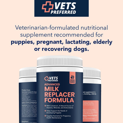 Vets Preferred Puppy Milk Replacement Formula - Dog Milk Replacer Powder Supplement for Pregnant, Lactating, Aging Dogs - Enriched with Colostrum - Nutritious Nursing Formula for Puppies - 12 Oz