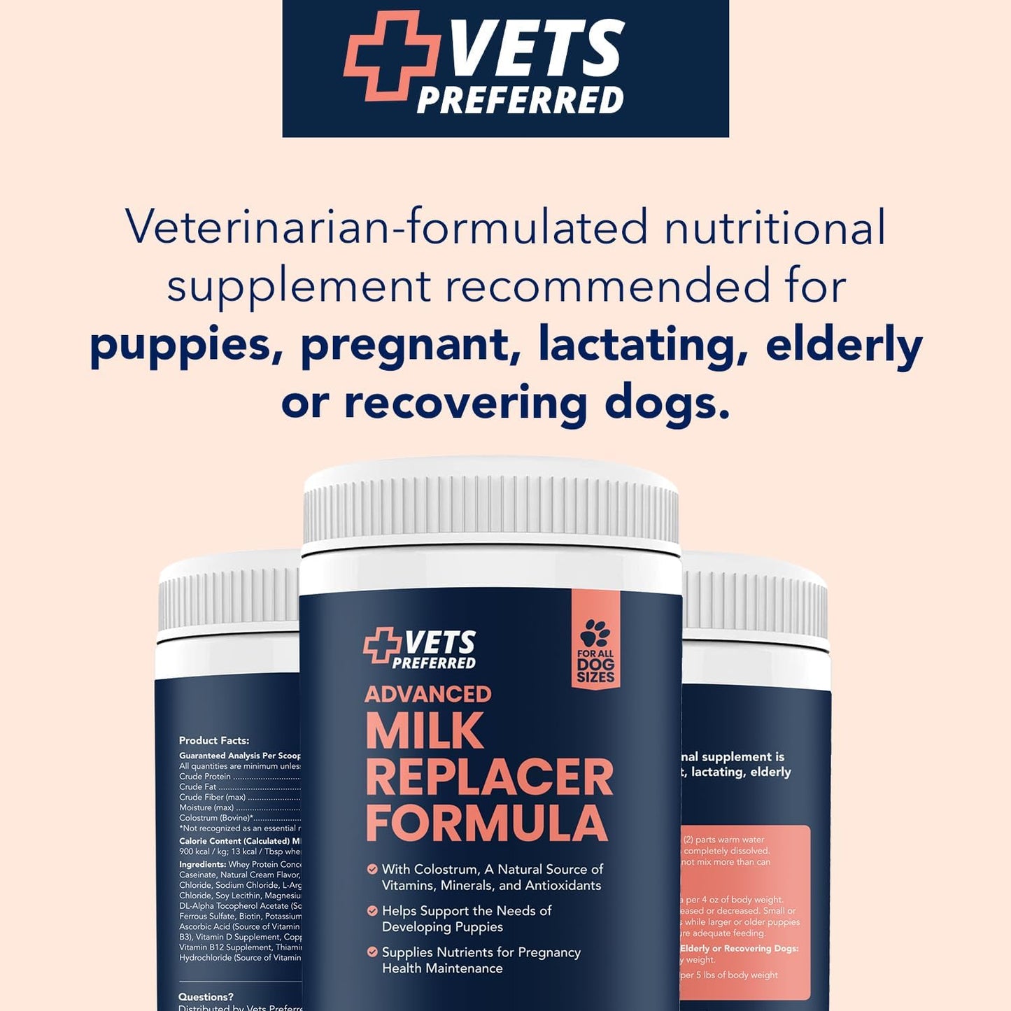 Vets Preferred Puppy Milk Replacement Formula - Dog Milk Replacer Powder Supplement for Pregnant, Lactating, Aging Dogs - Enriched with Colostrum - Nutritious Nursing Formula for Puppies - 12 Oz