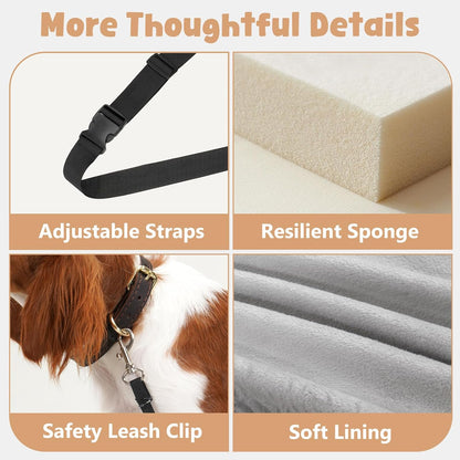 Avont Dog Car Booster Seat for Small/Medium Dogs Under 30 lbs, Elevated Puppy Carseat, Front Seat Pet Car Bed -Grey