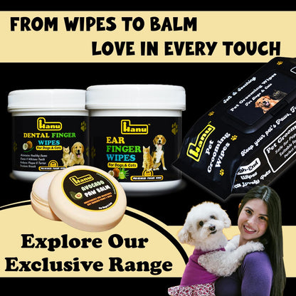 Hanu Pet Wipes for Dogs and Cats, Hypoallergenic, Cleans Tear Stains, Itching Relief, for face,Paws, Body and Butt, Peach Oolong