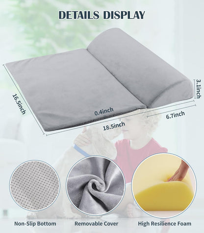 Dog Bolster Pillow for Small Dogs and Cats, Benefit for Cervical Vertebra and Neck, Dog Pillow for Improve Sleep Quality, Travel-Friendly, with High Resilience Foam, Machine Washable
