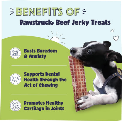 Pawstruck Premium Beef Jerky Dog Treat Chews, Medium 4"-6" Strips – Supports Hip & Joint Health, Rich in Glucosamine & Chondroitin, No Added Preservatives – 25 Count