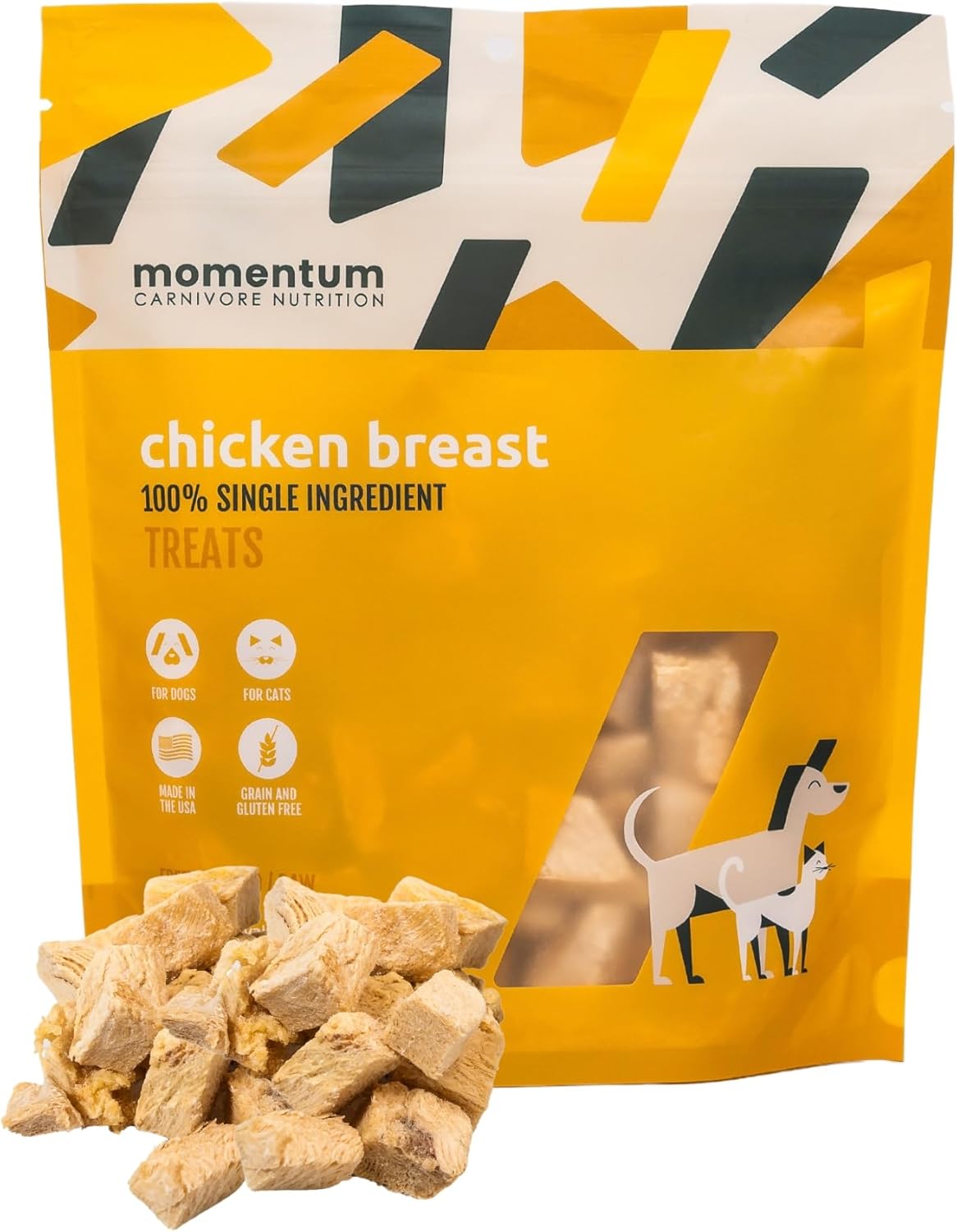 Momentum Carnivore Nutrition Freeze-Dried Chicken Breast Dog Treats & Cat Treats – Single-Ingredient, High-Protein, Grain-Free, Lean & Easily Digestible – Made in USA – 3 oz Bag