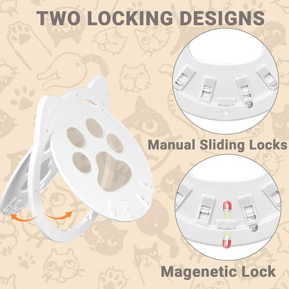 Cat Door for Screen Door, Inside Door 9x9x0.4 inch, Magnetic Flap Screen & Manually Locked Two Function Design, Anti-Mosquito Window Screen cat Door (White)