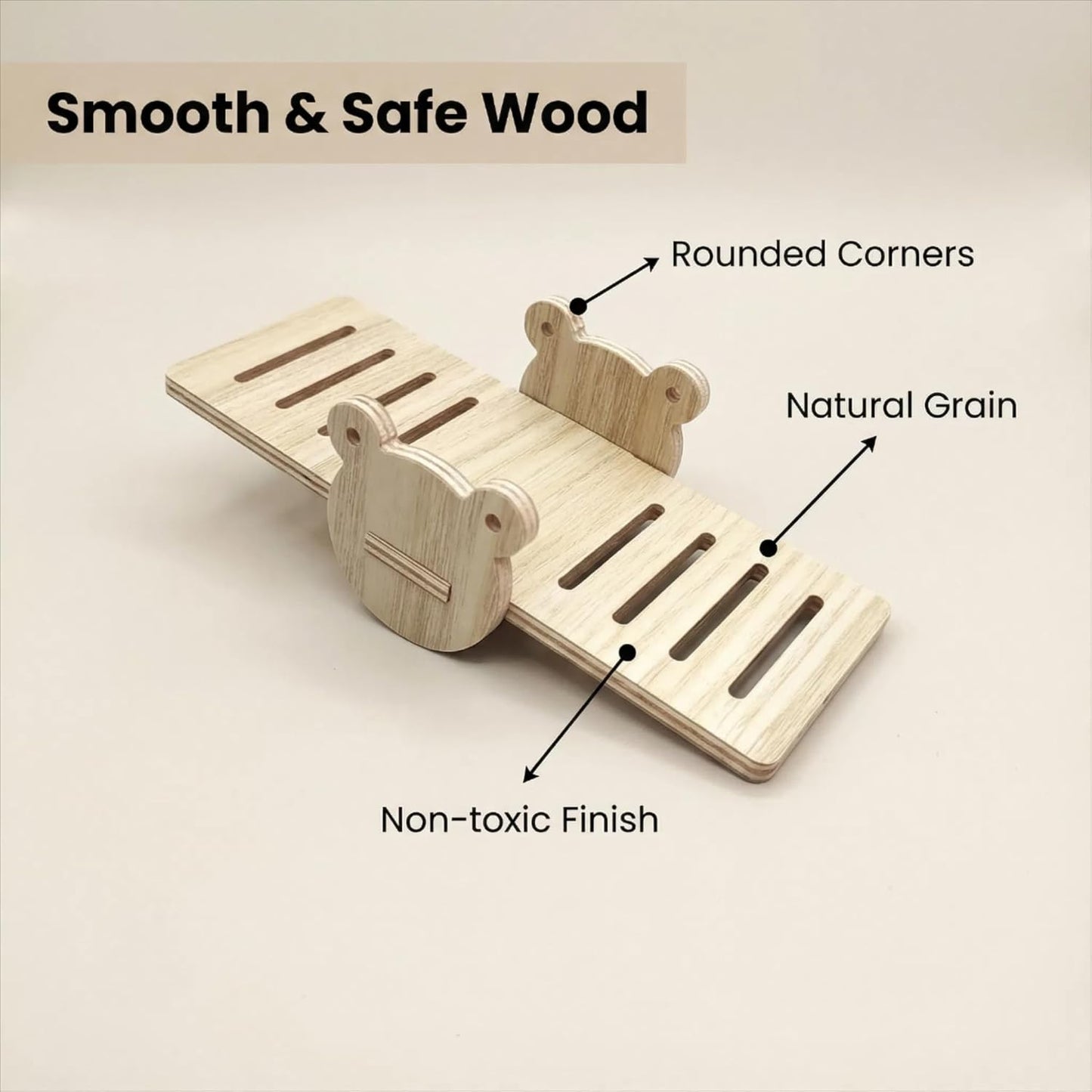 Wood Hamster Toys, Seesaw, Bridge and Hideout for Dwarf Gerbil Mouse Mice Rat Small Animals(Only for Small Hamster)