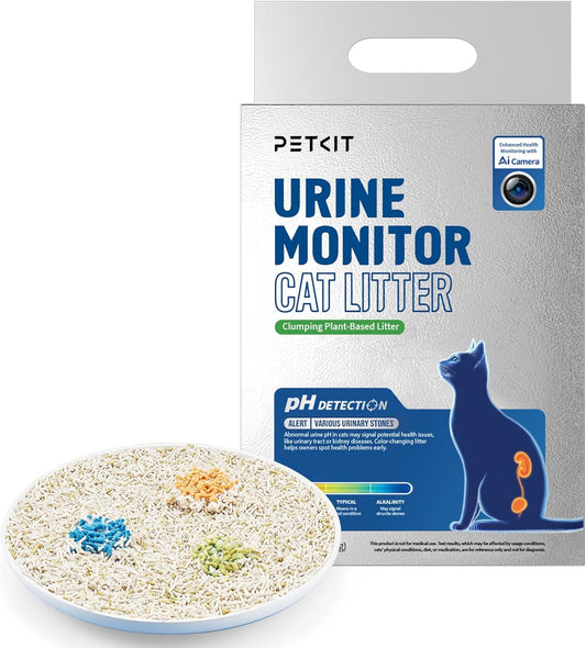 PETKIT 2025 New Urine Monitor Litter, pH Detection Tofu Litter, Superior Clumping 100% Natural Ingredients Plant Cat Litter, Dust-Free and Odor Control, Non-Sticky, Easy Scooping (5.2lb×1bag)