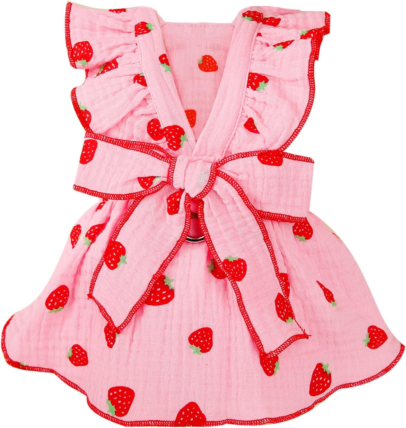 Dog Dresses for Small Dogs Girl Female Clothes Cat Clothes Cat Dress Cute Cotton Extra Small Summer Clothes Bow Decor Printed Strawberry Dog Birthday Outfit Puppy Clothes