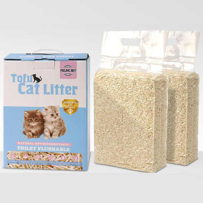 Tofu Cat Litter 11.2LB(5.6lb×2bag) Clumping, 100% Natrual Raw Materials, Clumping,Flushable,Ultra Absorbent and Fast Drying,Solubility in Water,Really Dust-Free,Less Scattering