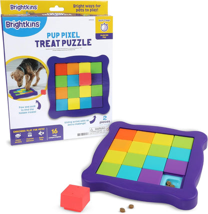 Brightkins Pup Pixel Treat Puzzle, Outdoor Puzzle Board, Enrichment Interactive Dog Toys, Dog Birthday, Slow Feeder Bowls, Puppy Teething and Chewing, Stimulating Automatic Feeder