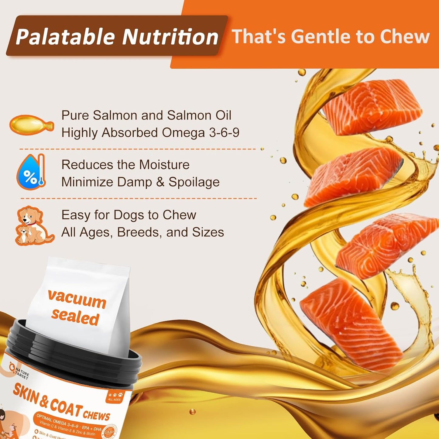 6 Billion Freeze Dried Dog Probiotics, Omega 3 Fish Oil for Dogs - 120 Chews